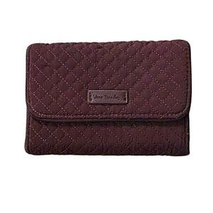 Vera Bradley Iconic RFID Riley Compact‎ Wallet Trifold Burgandy NWOT